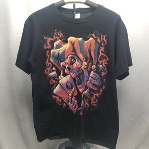 Liquid Blue Jester Shirt Med 00s Insane Evil Clown Circus Skull Emo Punk Y2k Tee